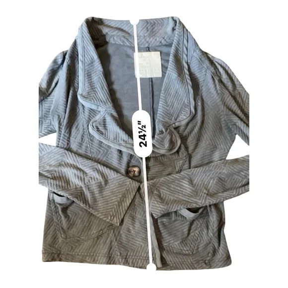 Free People Gray soft Blazer with Draped Collar. Zig zag pattern - Picture 5 of 7